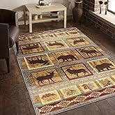 Conrad Trading Cabin Life Area Rug, Leaves/Animals Multi-Color,5 ft. 3 in. x 7 ft. 3 in., LBC93004