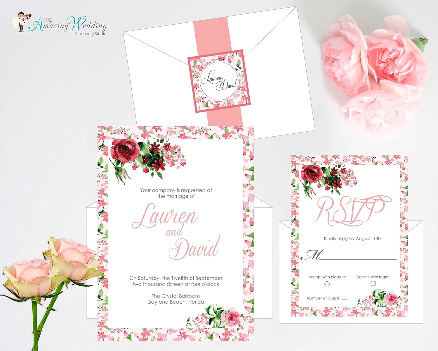 20 Wedding invitations, personalized wedding invitations