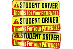 ASSURED SIGNS Student Driver Magnet for Car - Extra Strong Hold - 9.72" by 3.24" - 3 Pack - Essential Magnetic New Driver Sticker Signs - Remind Others to Please Be Patient - Bright & Reflective Sign for Rookies