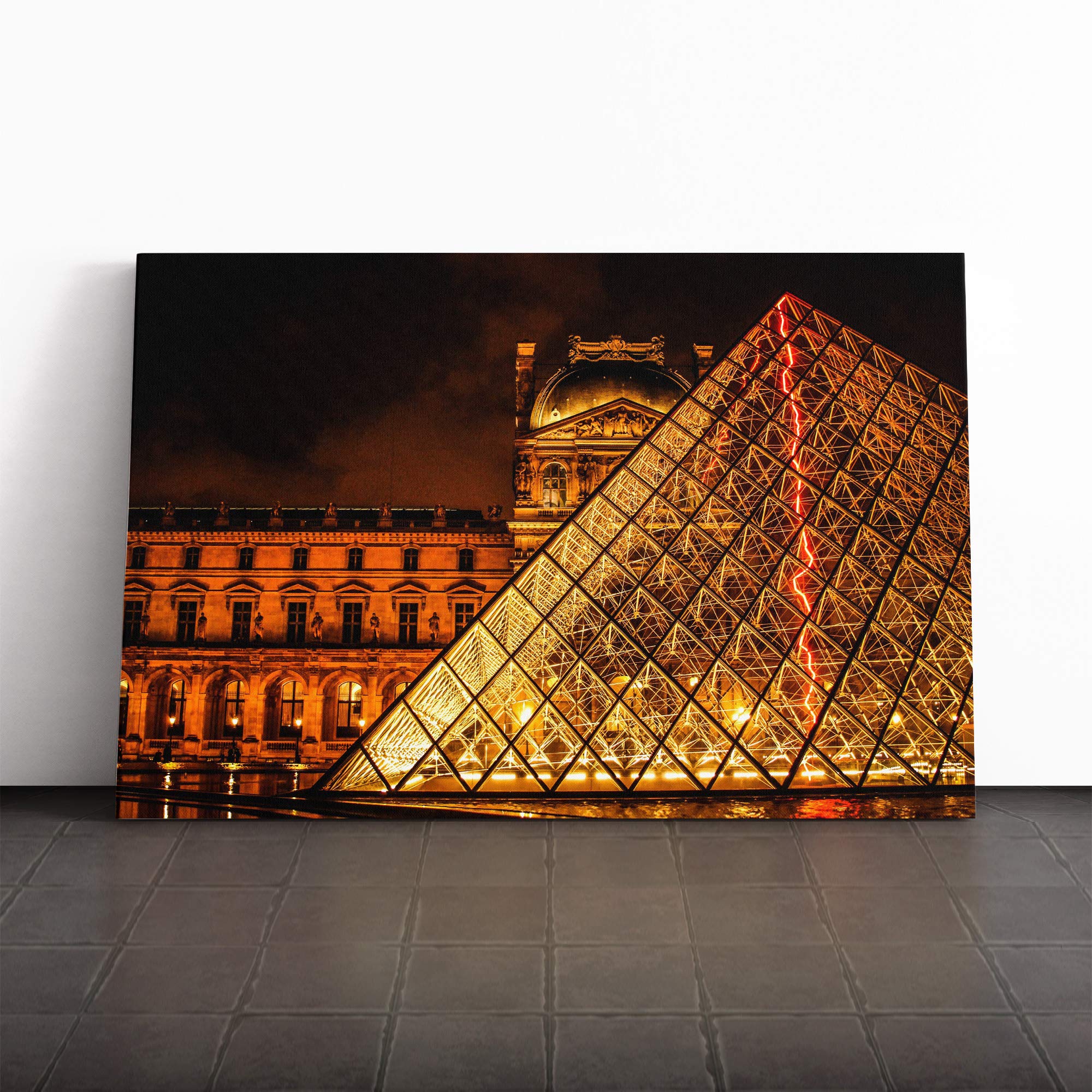 The Louvre Pyramid Paris France Vol.4 Canvas Print | Gallery Wrapped 30mm Frame Wall Art | 20x14 inches | Ready to Hang | Modern Picture | Living Room Bedroom Lounge Office