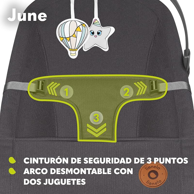 Rede de bebé de junho, movimento natural de balanço, desde os primeiros dias de vida até 9 kg, leve, estável, antiderrapante, cintos de segurança, rede dobrável para bebés
