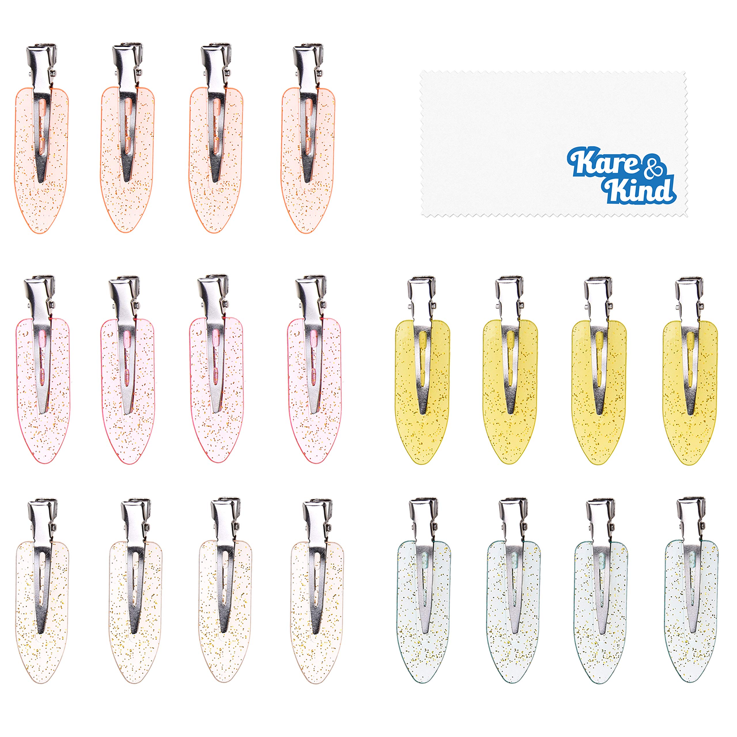 Kare & Kind No Dent Hair Clips - 20 pcs - No Bend Hair Pins - Pink/Yellow/White/Blue/Orange - Stainless Steel Leaf Design - For Bangs, Hairstyling, Hairdressing - Gift, Personal Use
