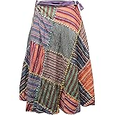 Shopoholic Fashion Wrap Round Hippie Festival Knee Length Patchwork Boho Long Skirt Multicoloured