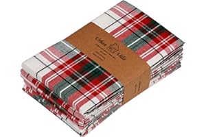 Urban Villa Christmas Kitchen Towels Set of 6 Christmas Checks Kitchen Towels 20X30 Inches 100% Cotton Highly Absorbent Kitchen Towels Premium Quality Ultra Soft Mitered Corners Kitchen Towels