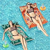 Meetinext 2 Packs Pool Hammock Floats for Adults Iflatable Pool Chair Floats 4-in-1 Multi-Purpose Rafts Lounger Water Hammock for Swimming Pool/Lake/Outdoor/Beach
