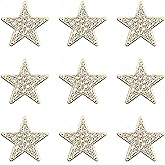 Rodvanvo 30 PCS Flat Bottom Rhinestones Inlaid Five-Pointed Star Decorative Buttons Alloy Gold Embellishment Decorations Handmade DIY Clothing Gift Party Supplies (Gold)