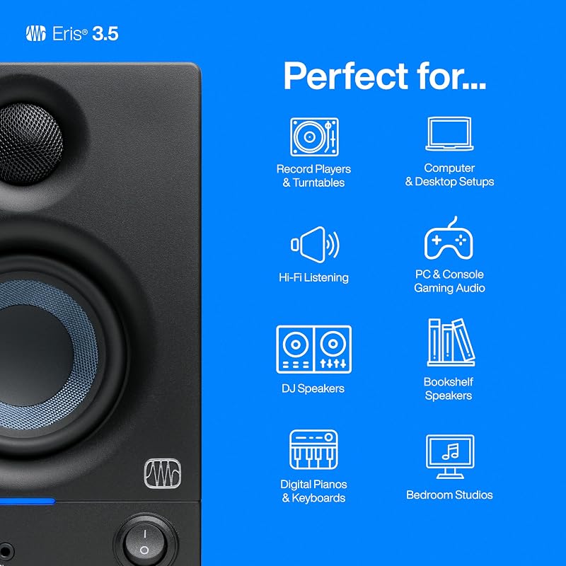 Eris 3.5 Gen 2, 3,5" Studiomonitore - Aktivlautsprecher für Multimedia, Gaming, hochwertige Studio-Musikproduktion, 50 W Leistung, Schwarz
