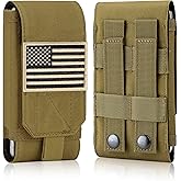 IronSeals Tactical Molle Phone Cover Case, Heavy Duty Loop Belt Holster Pouch with Flag Patch for iPhone 17 Pro Max/Air/17 Pro/17/16 Pro Max/15 Pro Max/14 Pro Max/13 Pro Max, for Galaxy S24 Ultra