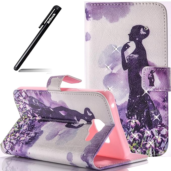 Hülle für Galaxy A9 2016,BtDuck Diamont Strass Bling Flip Cover PU Schutzhülle für Samsung Galaxy A9 2016 (A9000)6,0 Zoll Boo