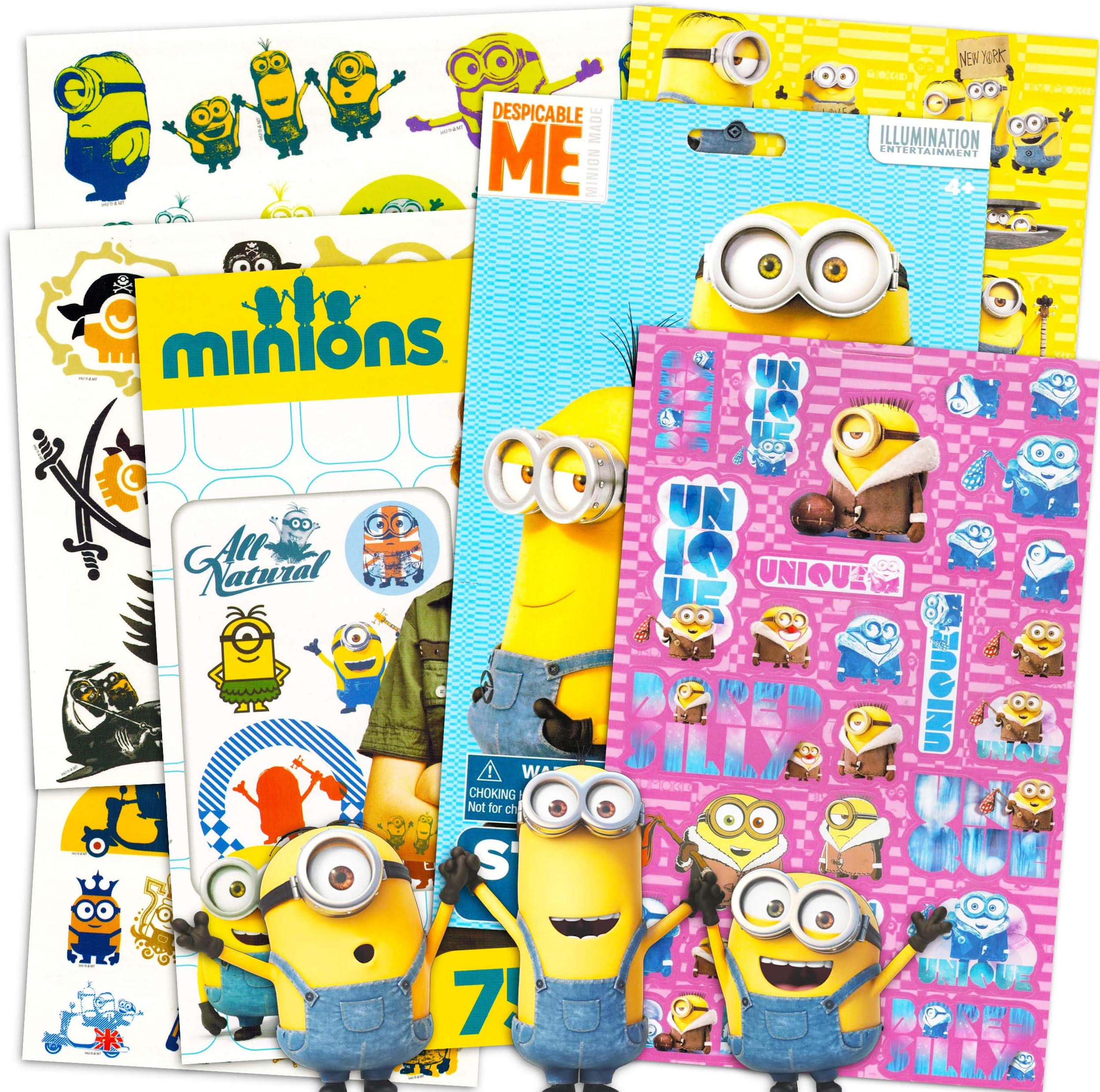 Despicable Me Minions Tattoos and Stickers for Kids Party Favor Pack (75 Temporary Tattoos and Over 80 Stickers)