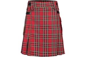 Giftdigger Utility Kilt for Men,Traditional Scottish Kilt with 2 Pockets,Casual Tartan Kilts,Weddings/Highland Game