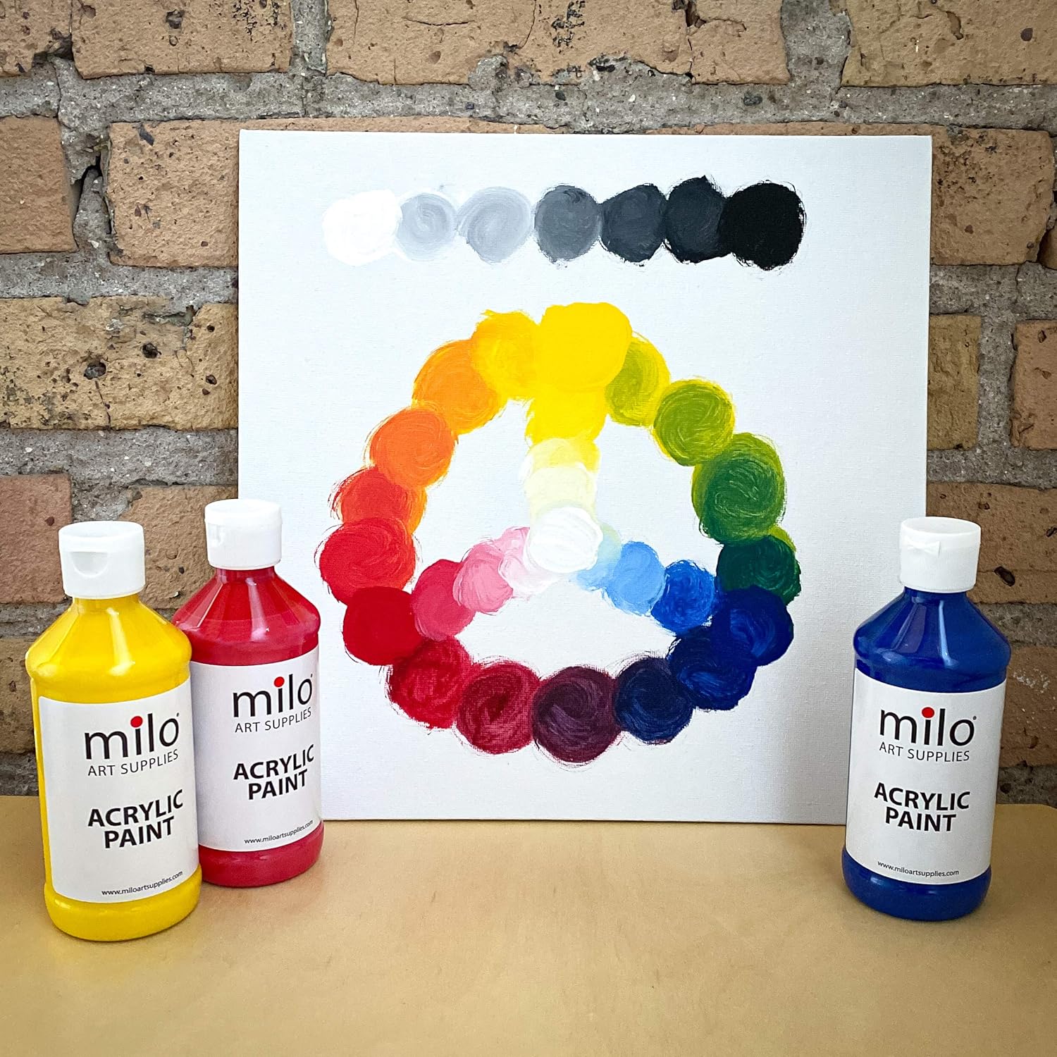 milo Acrylic Paint Set of 8 Colors | 8 oz Bottles | Student Primary Colors Acrylics Painting Pack | Made in the USA | Non-Toxic Art & Craft Paints for Artists, Kids, & Hobby Painters: Home Improvement