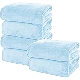 MOONQUEEN 6 Pack Premium Bath Towel Set - Quick Drying - Microfiber Coral Velvet Highly Absorbent Towels - Multipurpose Use as Bath Fitness, Bathroom, Shower, Sports, Yoga Towel (Aquamarine)