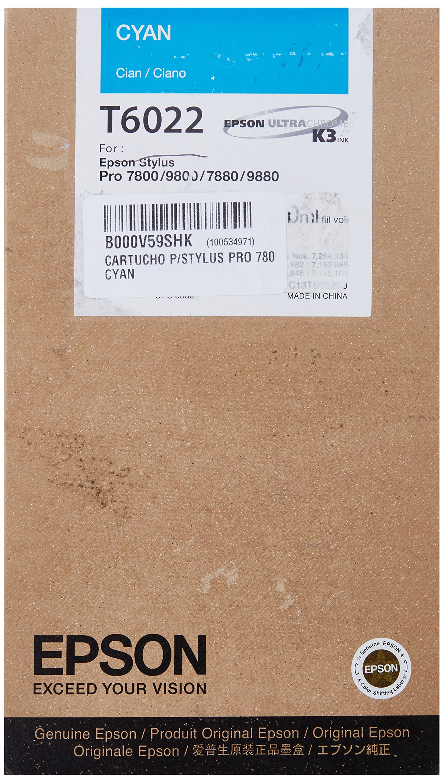 Epson 110 ml Ink Cartridge for Stylus Pro78/9800, Cyan, Genuine