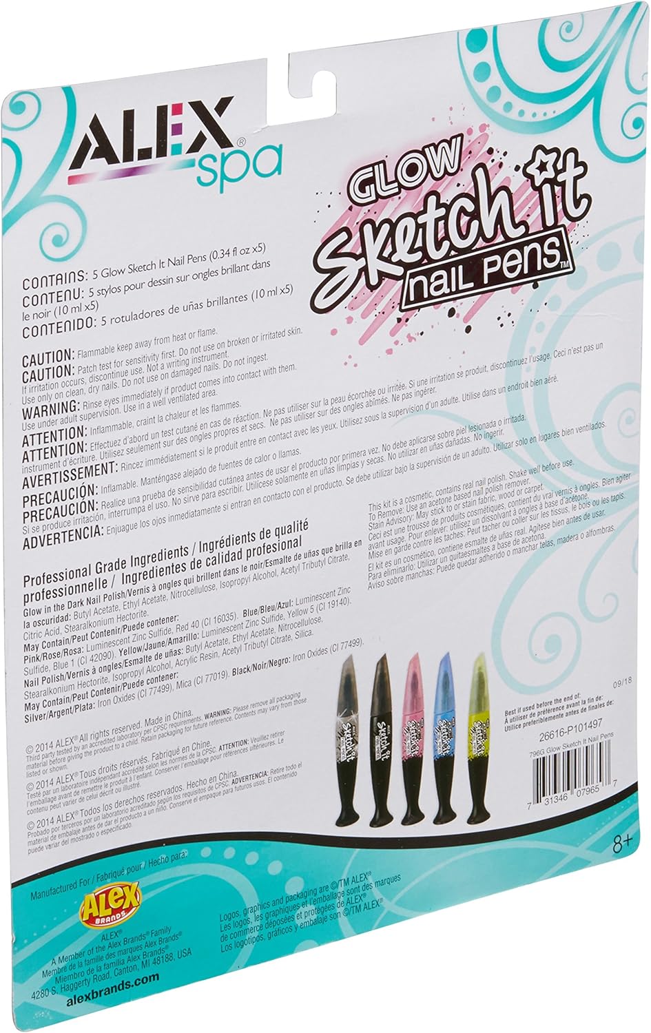 Alex Spa Glow Sketch It Nail Pens Girls Fashion Activity