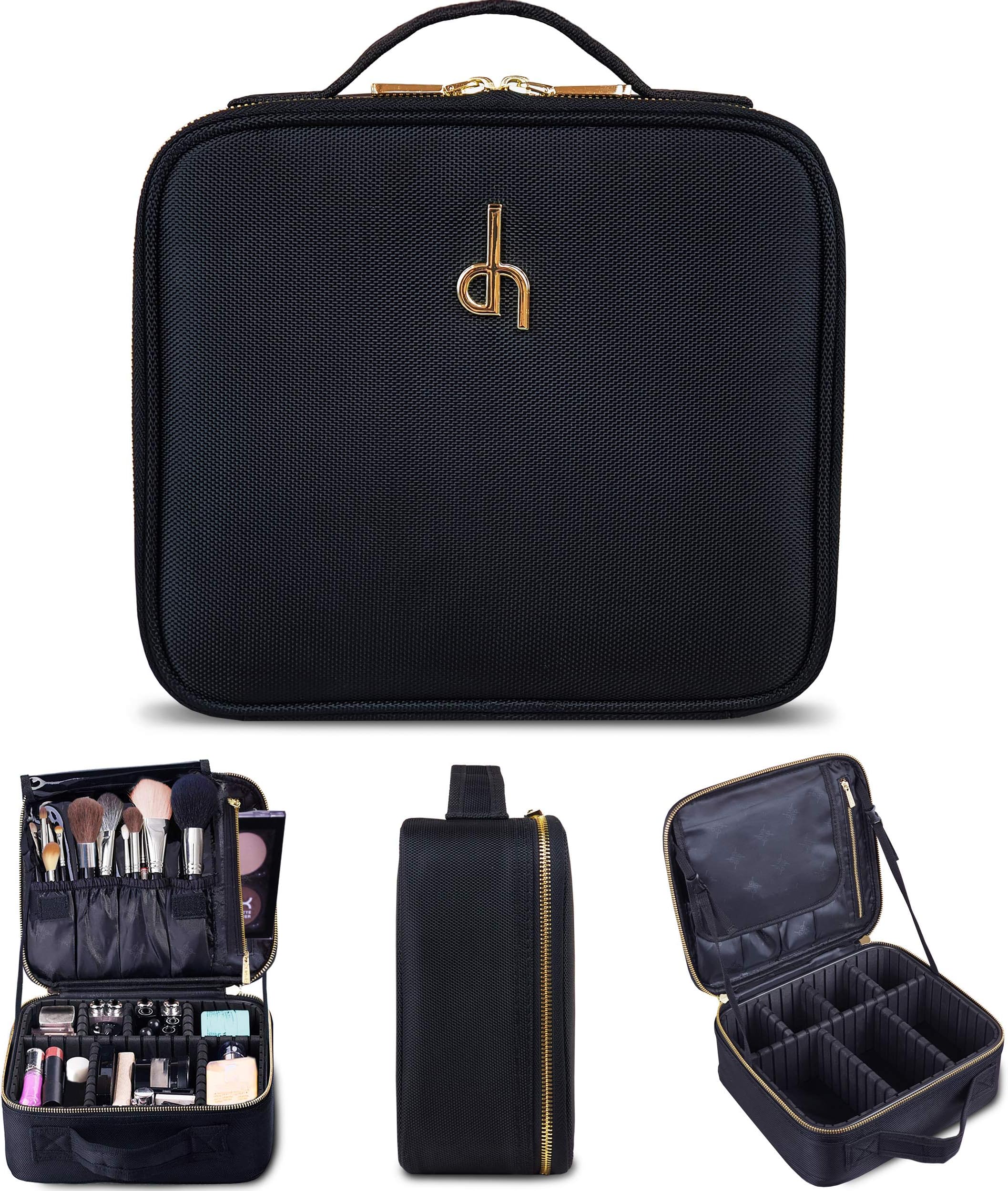 Daniel Harris Makeup Bag/Cosmetic bag | Makeup Case with Adjustable Dividers | Use as Travel Make up Bag Organizer |Portable + Water-Resistant Makeup Bags for Women (Small (10"x 9"x 4"))