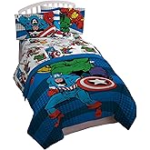 Jay Franco Marvel Avengers Comics Good Guys 5 Piece Full Bed Set, Blue