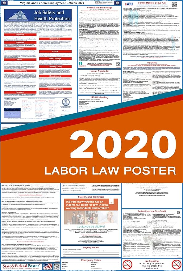 Amazon Com 2020 Virginia State And Federal Labor Law Poster