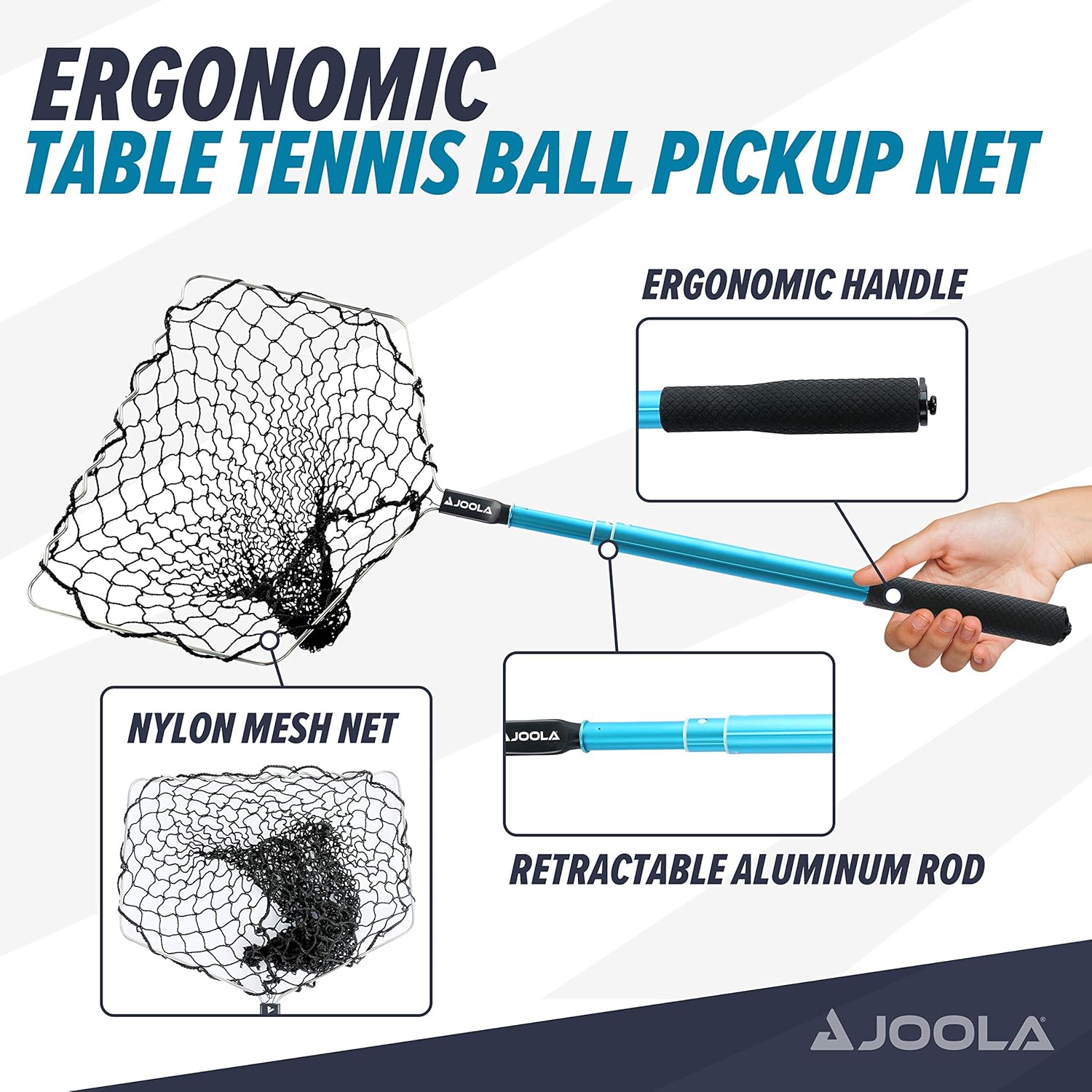 JOOLA Telescoping Table Tennis Ball Pickup Net - Holds 100 Ping Pong Balls - Ping Pong Practice Net Accessory for Table Tennis Robots, Serve or Multi-Ball Training : Sports & Outdoors