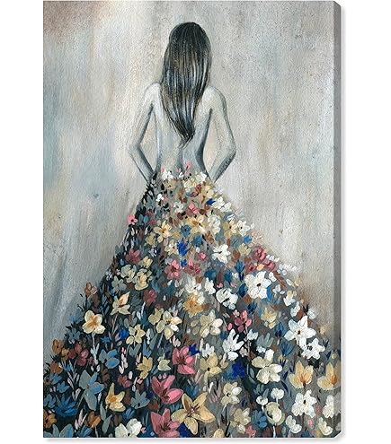 Amazon.com: Oliver Gal Girl with Flower Thoughts Canvas Print Wall