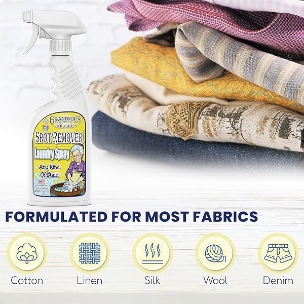 GRANDMA’S SECRET SPOT REMOVER LAUNDRY SPRAY – CHLORINE, BLEACH AND TOXIN-FREE STAIN REMOVER – STAIN REMOVER FOR CLOTHES – FABRIC STAIN REMOVER REMOVES OIL, PAINT, BLOOD AND PET STAINS – 16 OUNCE