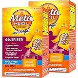 Metamucil On-the-Go, Psyllium Husk Fiber Supplement, 4-in-1 Fiber for Digestive Health, Sugar Free, Orange Flavored, 30 packe