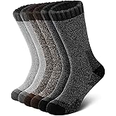 Senker Fashion Merino Wool Socks for Men Women, Hiking Thermal Warm Thick Crew Sock for Winter Outdoors Work 3 Pairs