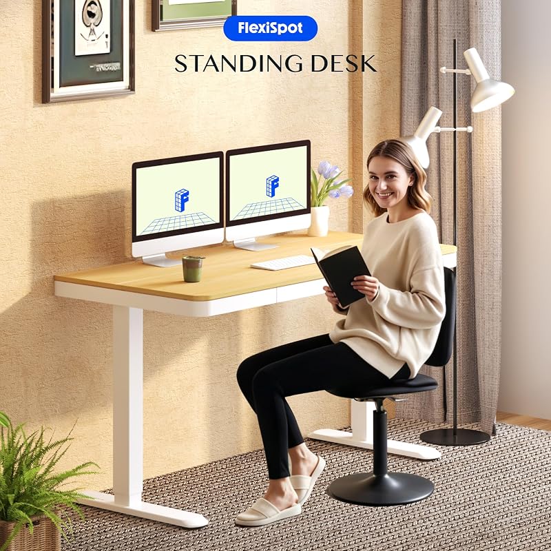 Secretária relevível 120x60 cm, Gaveta, USB-C, Tranca para Crianças