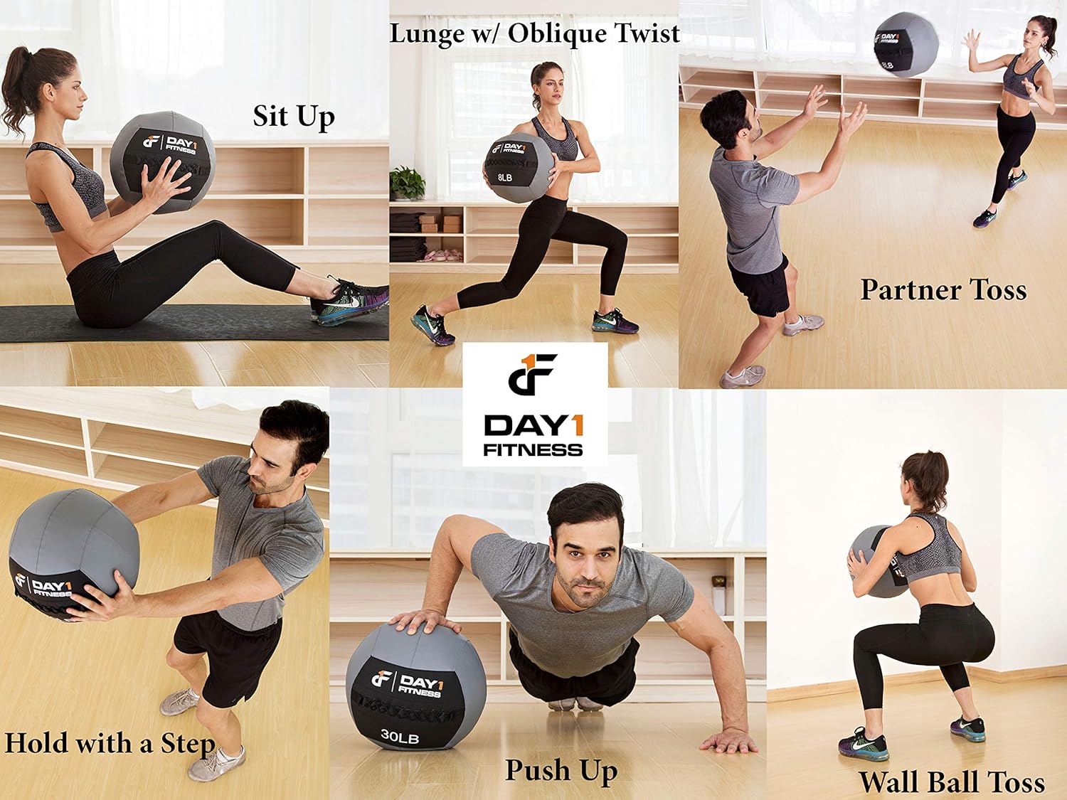 Day 1 Fitness Soft Wall Medicine Ball 20 Pounds RED/BLACK - for Exercise, Rehab, Core Strength, Large Durable Balls for Floor Exercises, Stretching: Sports & Outdoors