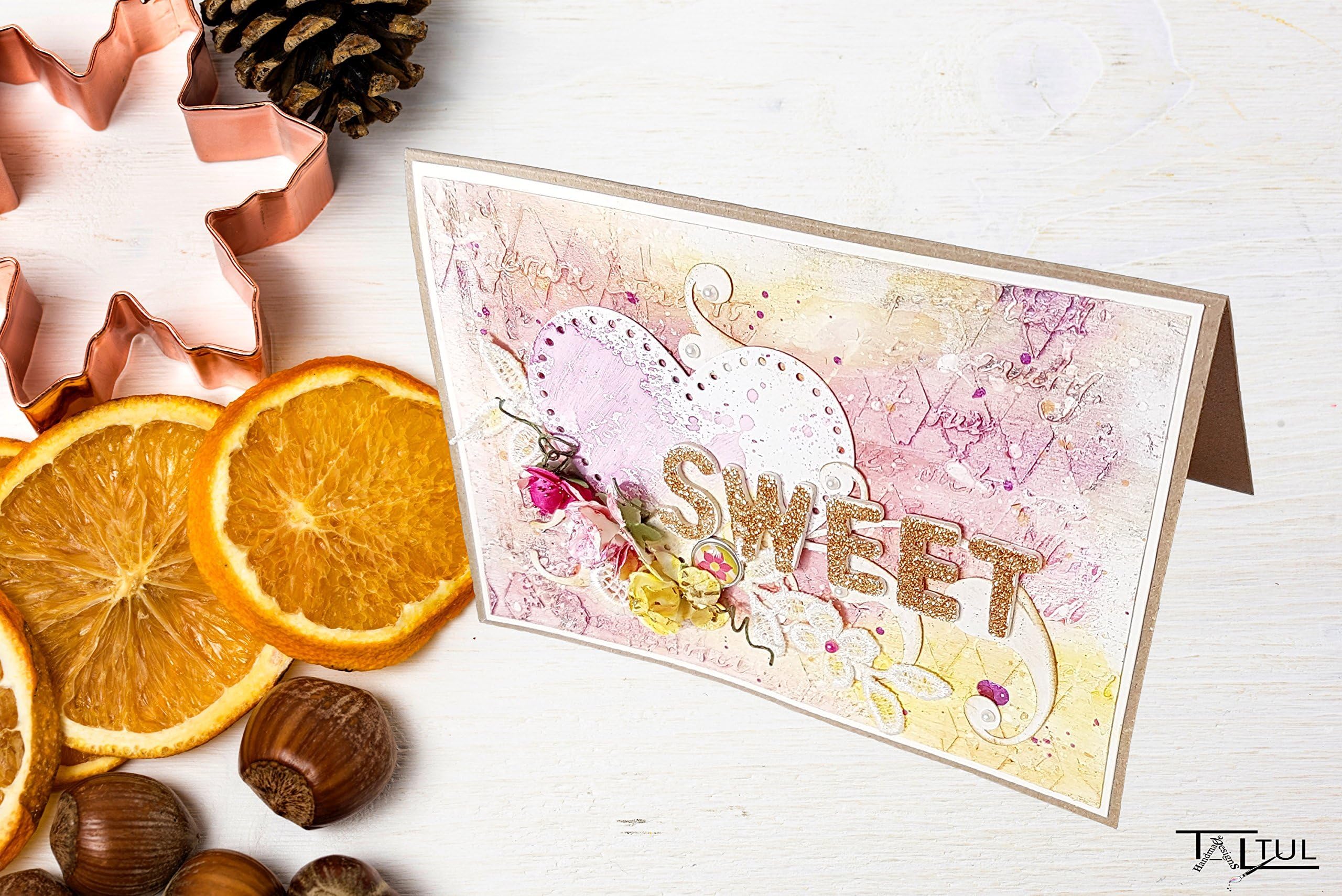 Handmade Paper Greeting Cards Gift For Her And Him christmas holiday Style Shabby Chic Flowers Girl Scrapbook Valentine Scrap Colors Gold Pink Yellow Children Sweet Happy Birthday
