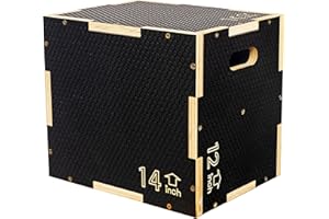 Signature Fitness 3 in 1 Non-Slip Wooden Plyo Box Plyometric Box Jumping Exercise, Multiple Sizes