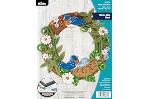 Bucilla Felt Applique Wreath Making Kit, Bless This Nest, Perfect for DIY Arts and Crafts, 89672E