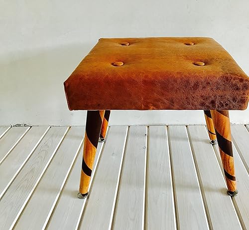 Amazon Com Genuine Leather Buttoned Handmade Mid Century Modern Foot Stool Ottoman Foot Rest Handmade