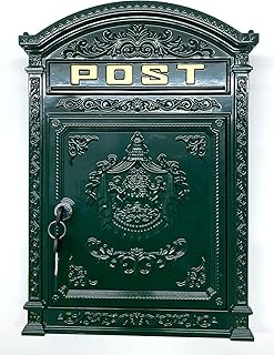 Briefkasten Englischer Postkasten zur Wandmontage grün Nostalgie Antik Stil aus Aluguss Standarformat für Brife bis Großbriefe