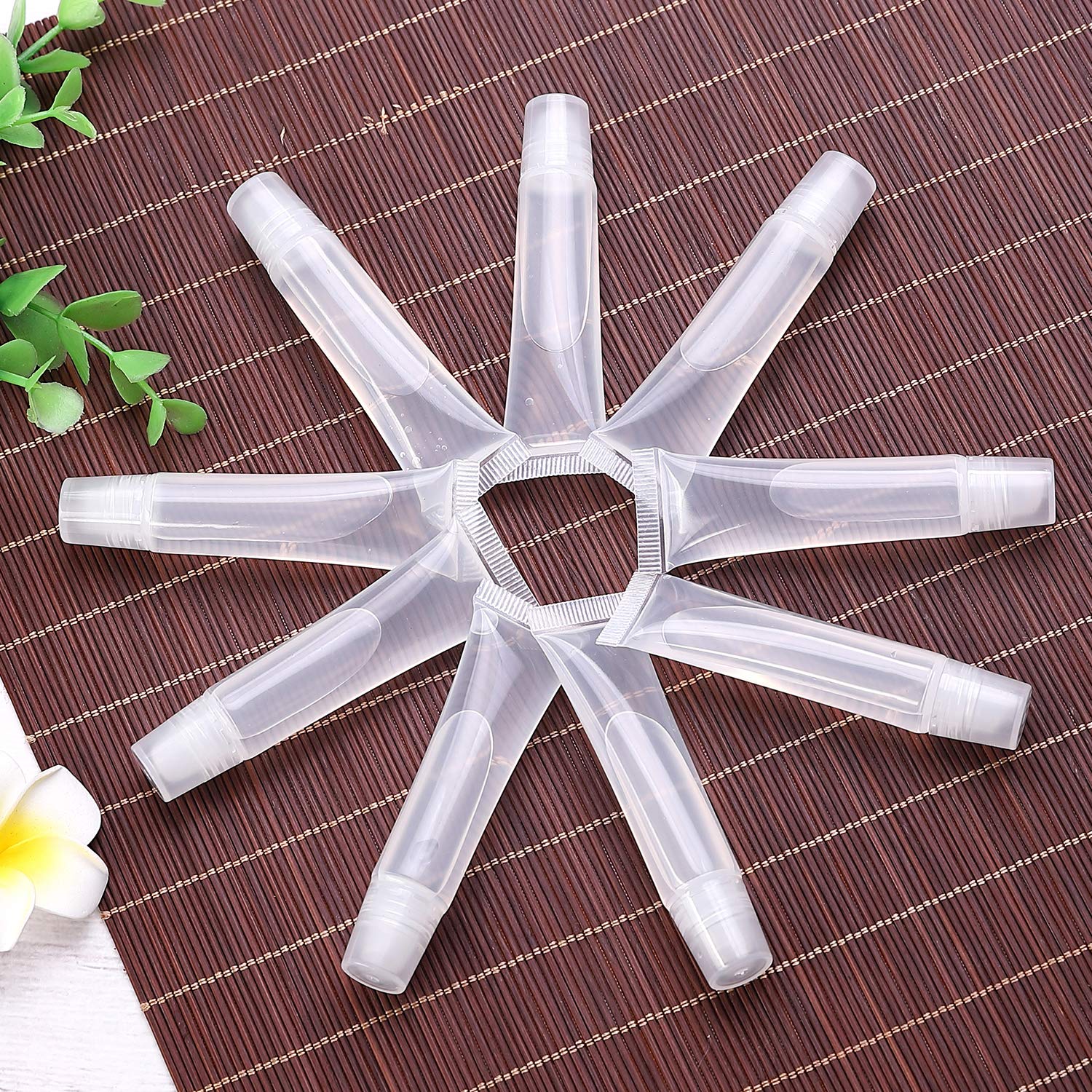 100 Pcs 10 ml Lip Gloss Balm Tubes Refillable Empty Tubes Clear Cosmetic Containers Soft Tube. (10ML) : Beauty