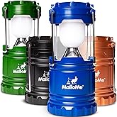 MalloMe Camping Lantern Multicolor 4 Pack Lanterns for Power Outages, Camping Lights for Tent Hanging, Camp Light Tent Lamp Emergency Battery Powered LED Lantern (Rechargeable Batteries Not Included)
