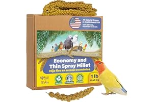 Birds LOVE Economy Spray Millet –1 LB GMO-Free, No Stems (Edible Tops Only) – Healthy Natural Treat for Cockatiels, Lovebirds, Parakeets, Finches & Canaries