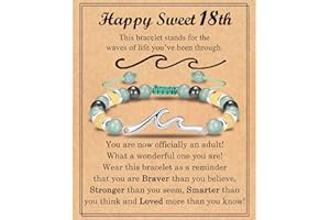 FIEEFX 13 14 15 16 17 18 21 Year Old Birthday Gifts for Girls, Wave Birthday Bracelet Gifts with Birthday Card for Teen Girls Her Daughter Granddaughter Niece Friends