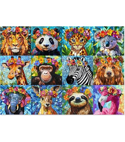 Funny Underwater Animal 1000 Piece Puzzle – Ocean Animals Collage, Sea Turtle Dog, Family Challenge