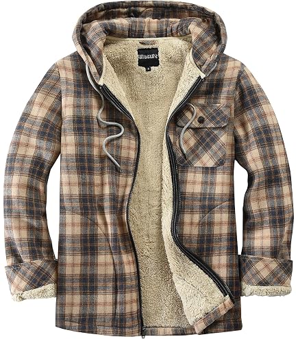 A1 Flannel Plaid Shirt Jacket - Men's Warm Lined Wool Winter