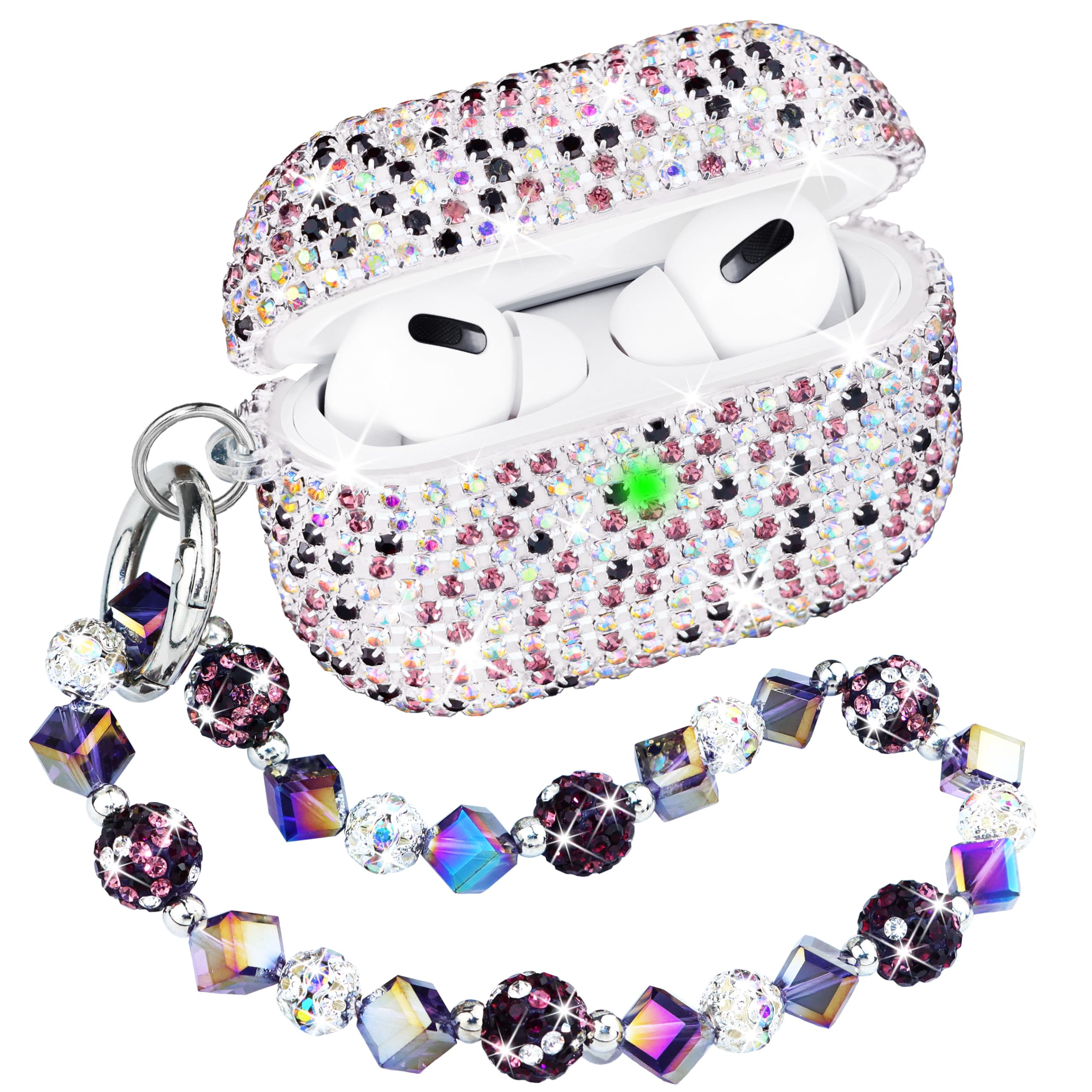 Topgraph for AirPods Pro 2 Case Cover with Lanyard Glitter Diamond Case for Airpod Pro 2nd Gen with Sparkle Bling Crystal Wrist Strap Lanyard Keychain Purple