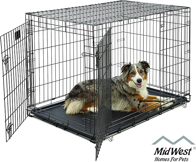Large Dog Crate Midwest Life Stages Double Door Folding Metal Dog