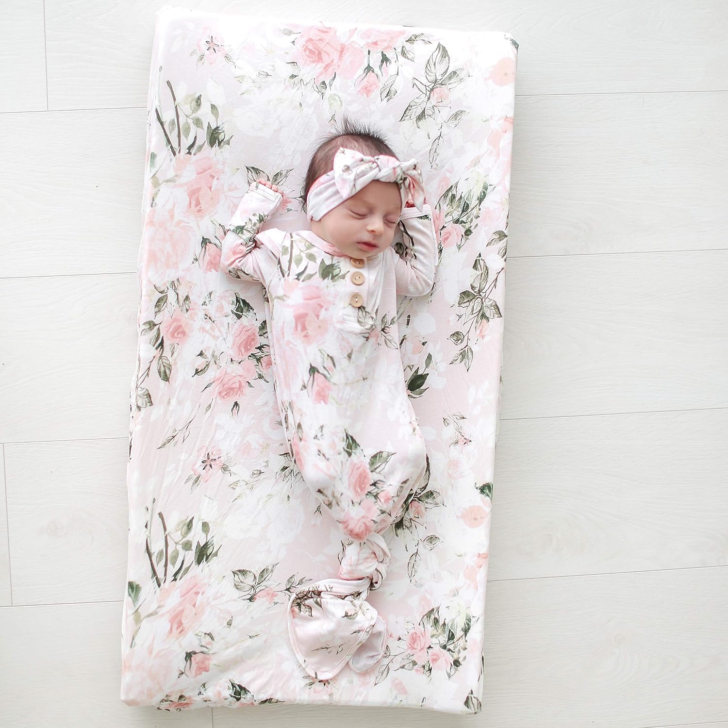 Posh Peanut Newborn Baby Soft Gown for Girls - Viscose from Bamboo Infant Layette Swaddle Wear - Vintage Pink Rose: Clothing