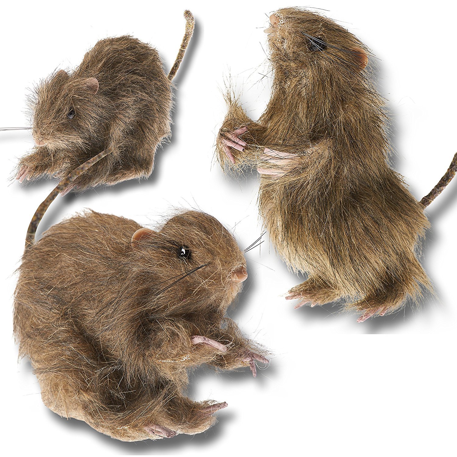 Prextex Realistic Mini Hairy Rat Toy - Perfect for Pranks, Halloween Decorations, Cat and Ferret Play Toys, Miniature Party Bag Fillers, and Guinea Pig Entertainment Toys