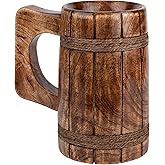 GoCraft Handmade Wooden Beer Mug – Burnt Wood Finish – Classic Tankard Drinking Stein – Perfect for Camping, Travel, Outdoor Use – Tea & Coffee Mug with Handle – Great Gift for Men