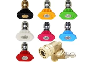 M MINGLE Pressure Washer Accessories Kit, 7 Power Washer Nozzle Tips, Quick Connecting Pivoting Coupler, 1/4 inch, 4500 PSI, 8-Pack