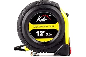 Kutir 12-Ft Tape Measure with Magnetic Hooks, Fraction Markings, Retractable, Both Side Ruler, Shock Absorbent Rubber Case