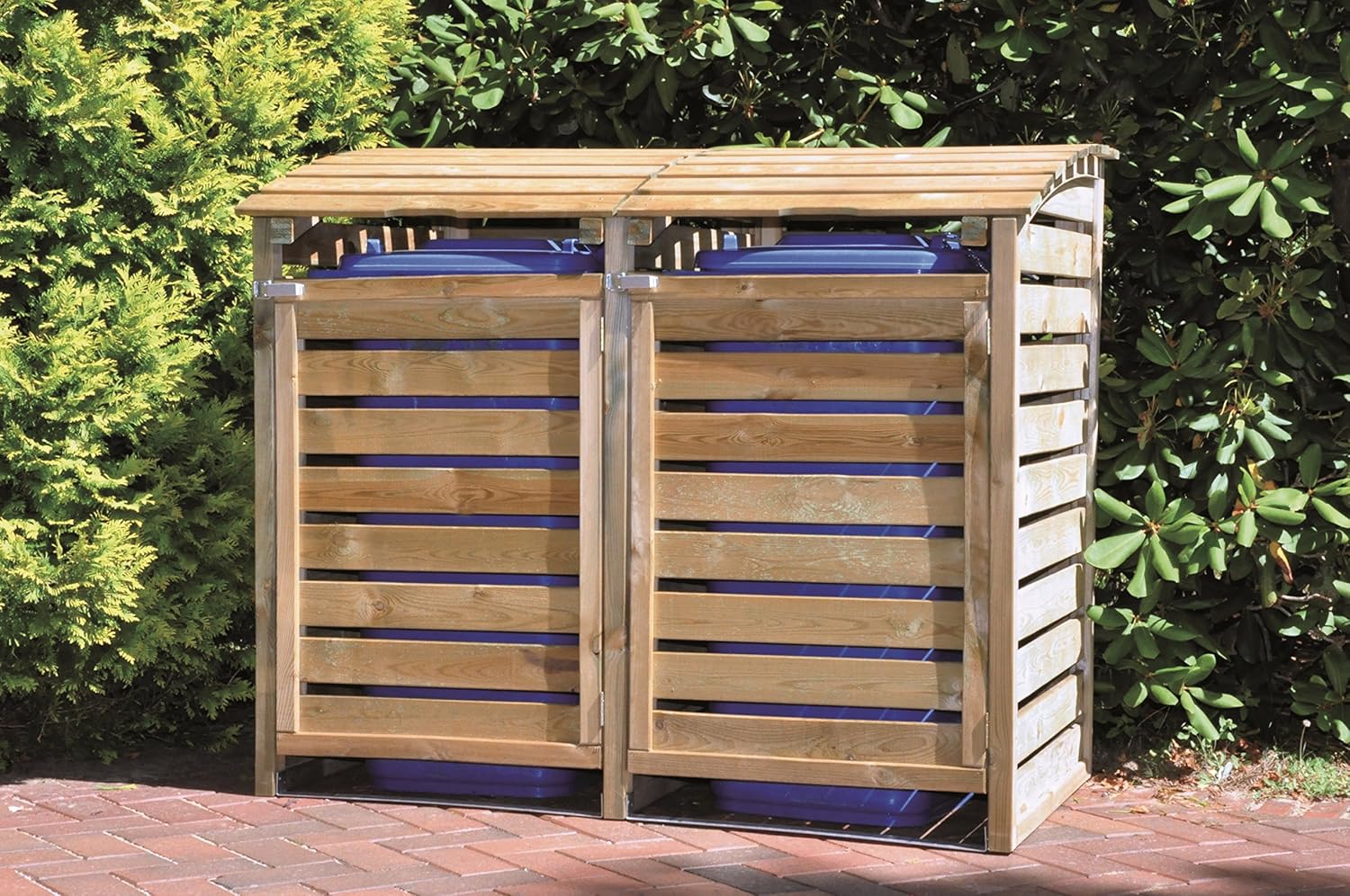 GreenSeason Mülltonnen-Box Mülltonnenverkleidung für 2 Tonnen inkl. Rückwand