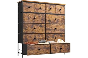 Romorgniz Dresser for Bedroom Drawer Organizer Storage Drawers, Fabric Dressers & Chests of Drawers, Sturdy Metal Frame, Wood Top, Entryway, Bedroom Furniture (Rustic Brown)
