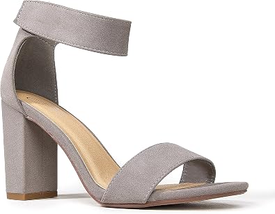 Amazon.com: J. Adams Zaley Tacones Altos - Sandalias de tacón grueso con  correa de tobillo ajustable, gris, 11: Shoes